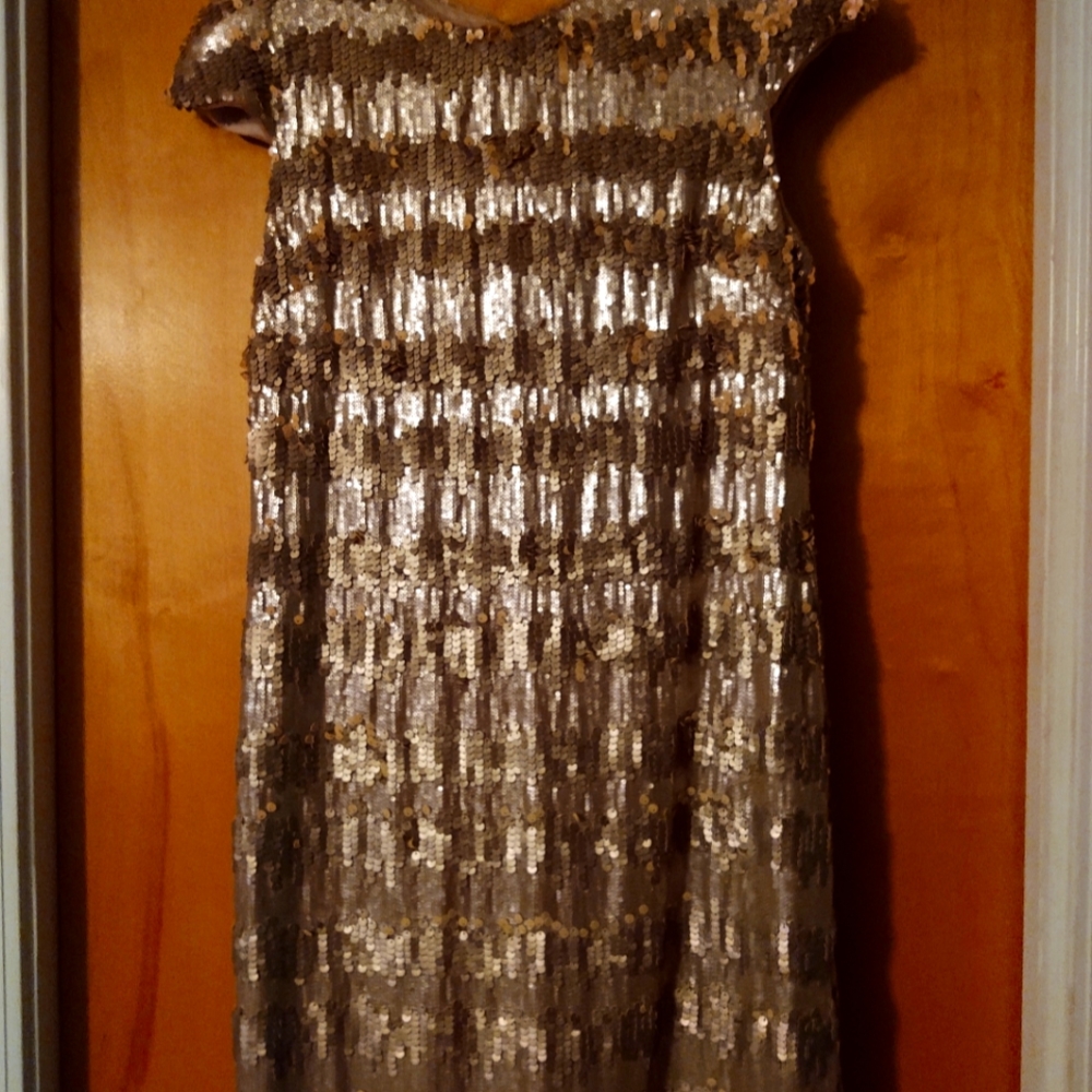 Vera Wang Gold Sequin Dress Size 14